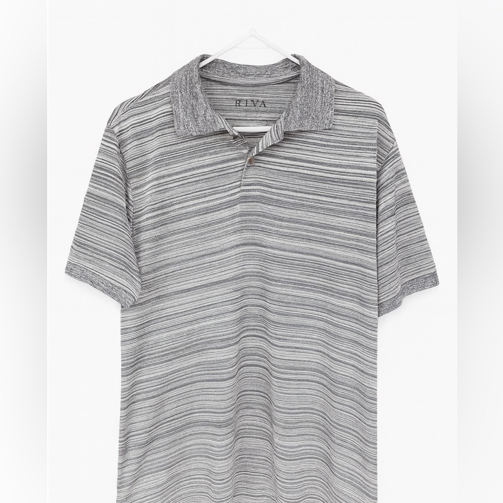 Riva Men's Size XL Blue Striped Golf Polo Shirt Dry-Fit PGA Athletic Casual.